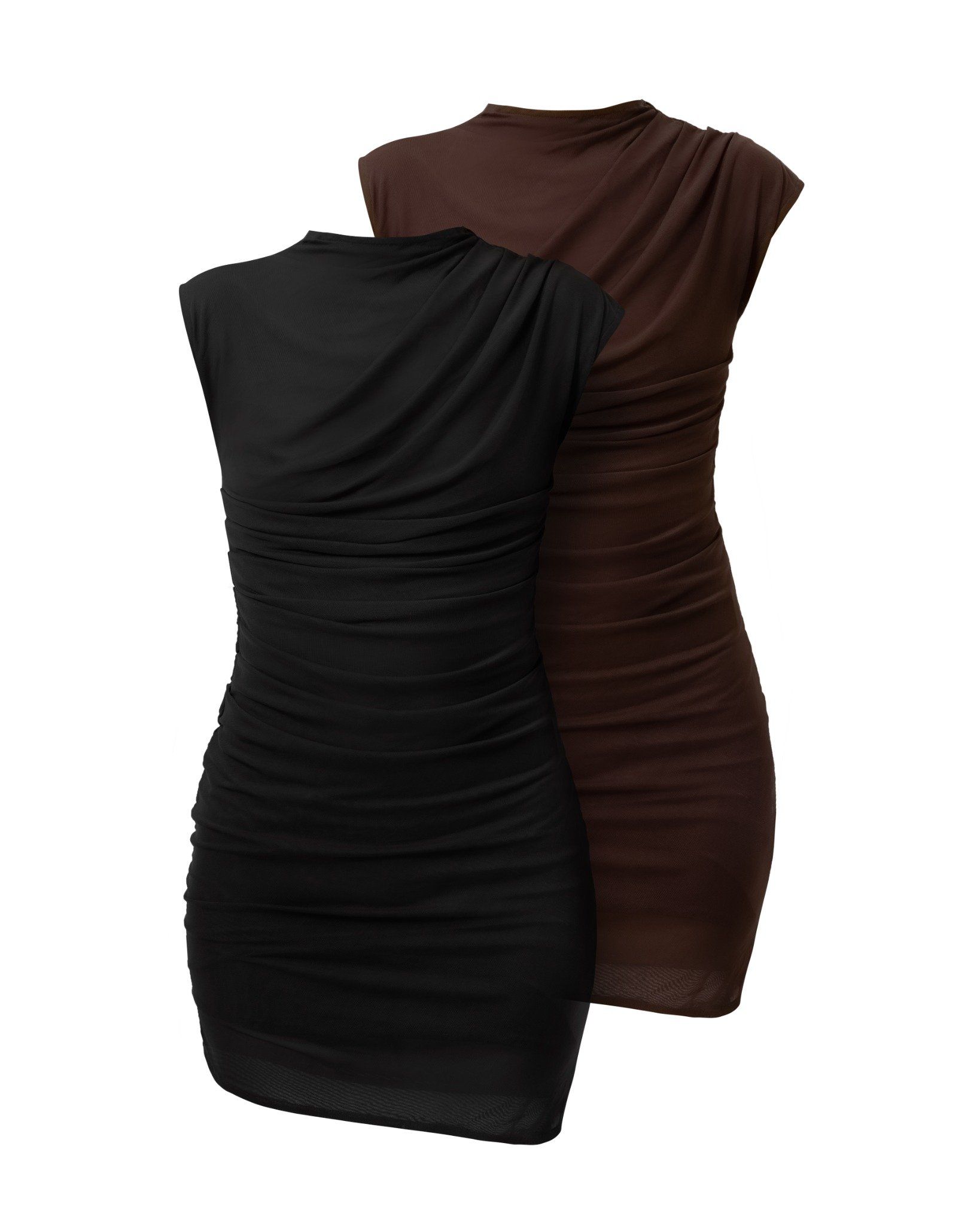 SHEER WRAP MINI DRESS * brownie