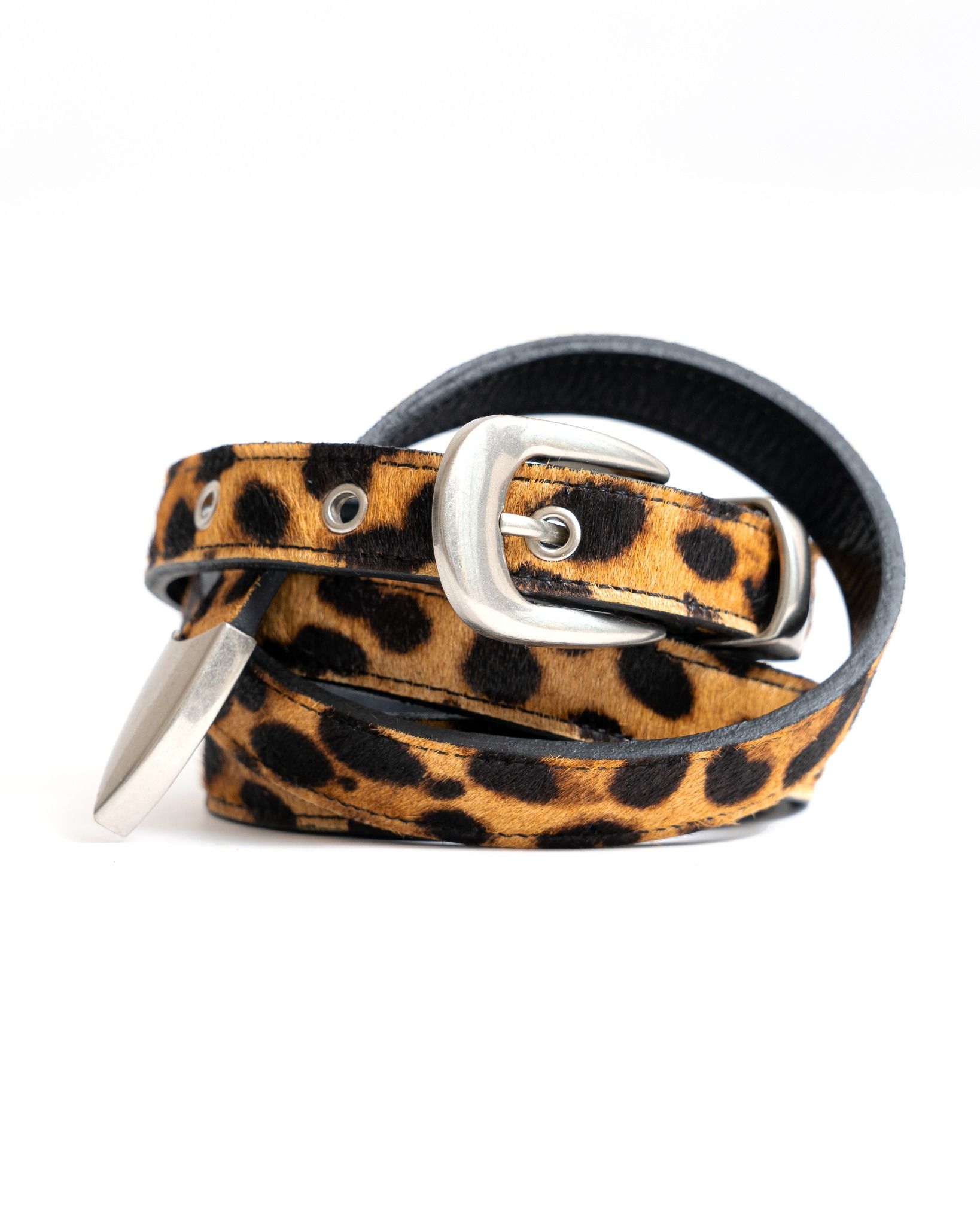 NARROW LEATHER BELT * leopard