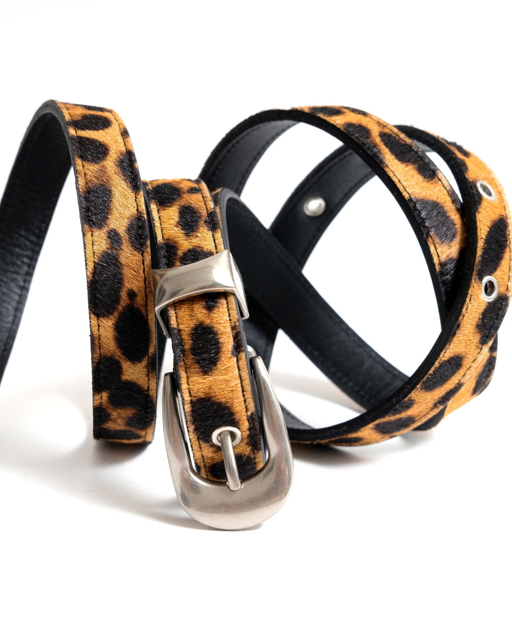 NARROW LEATHER BELT * leopard