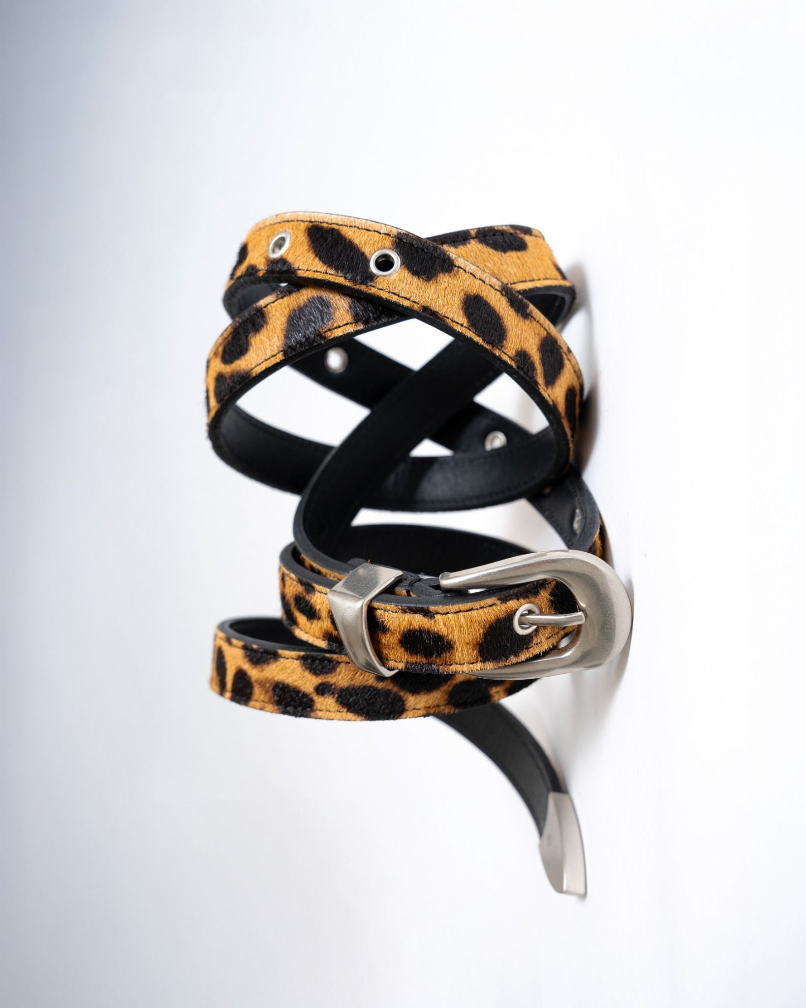 NARROW LEATHER BELT * leopard