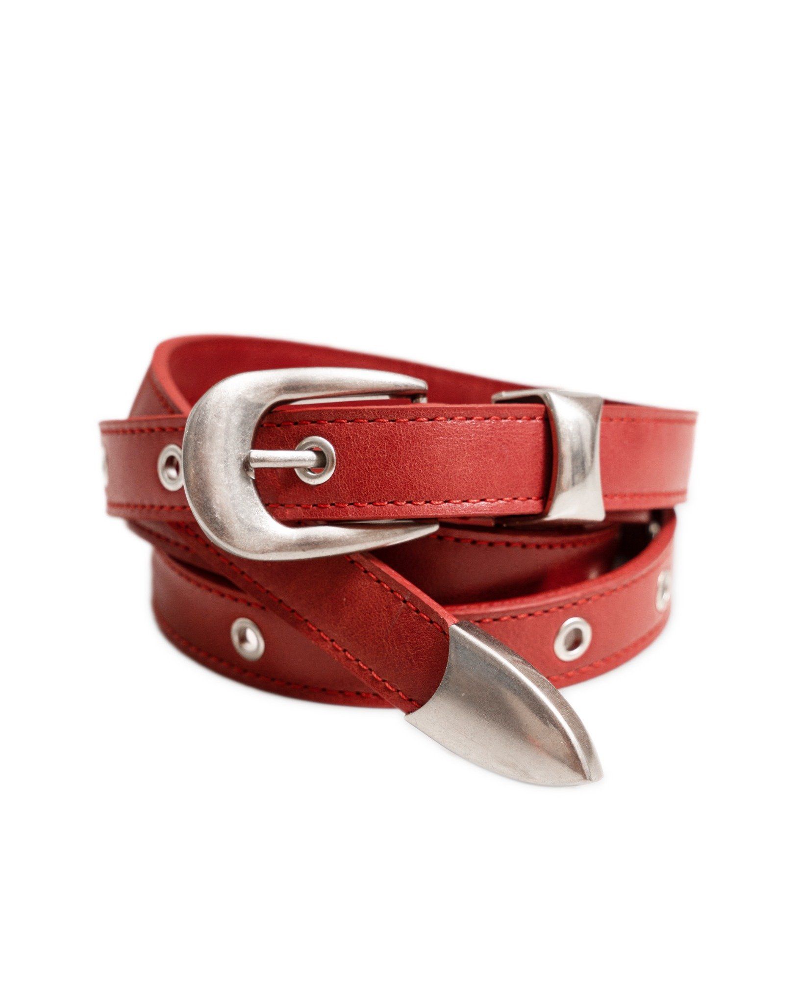 NARROW LEATHER BELT * red