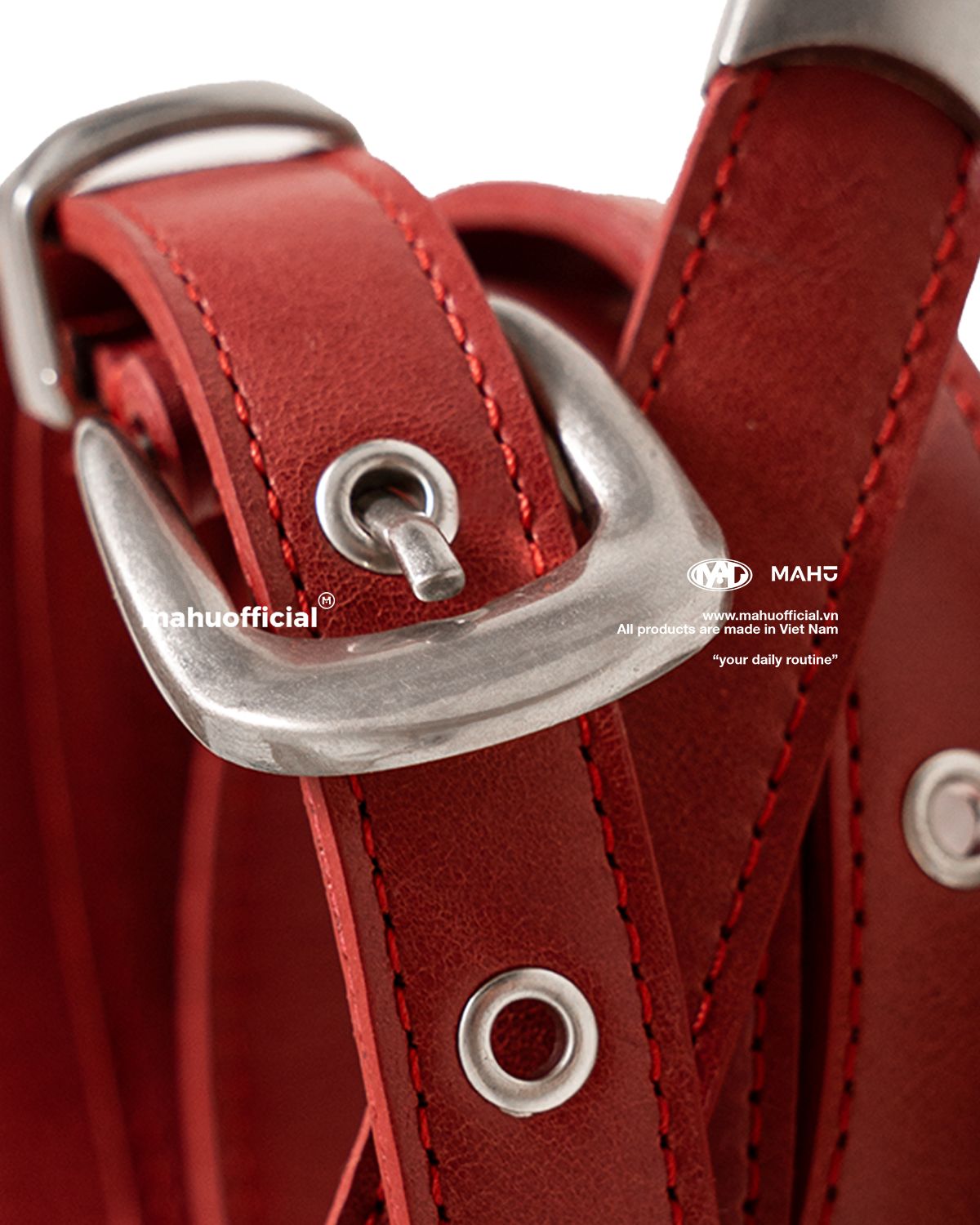 NARROW LEATHER BELT * red