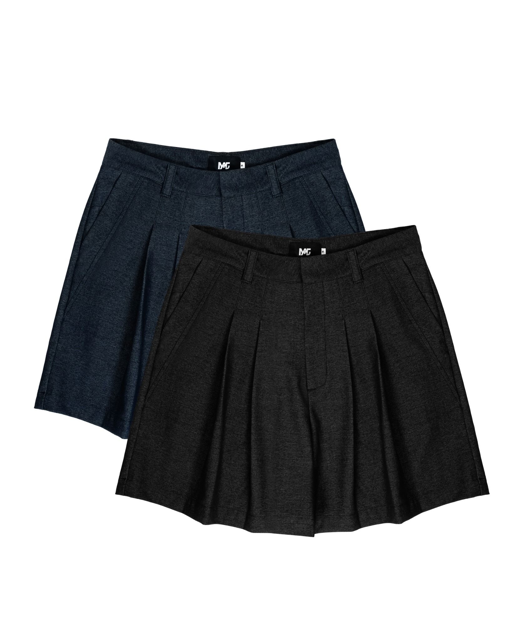 PLEAT SHORTS * dark blue