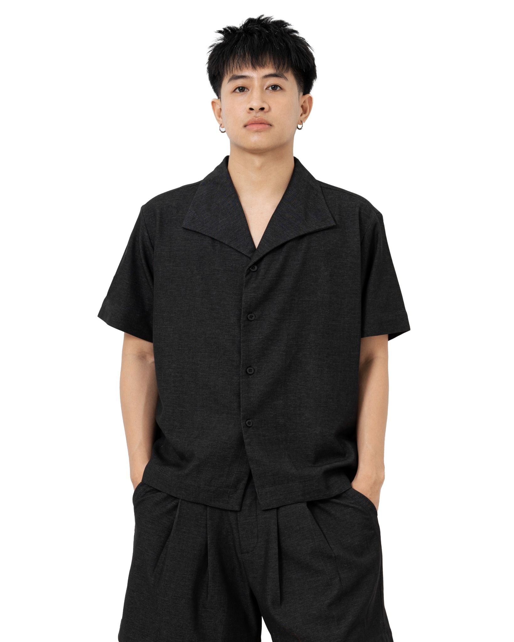 ONE PIECE COLLAR SHIRT * black