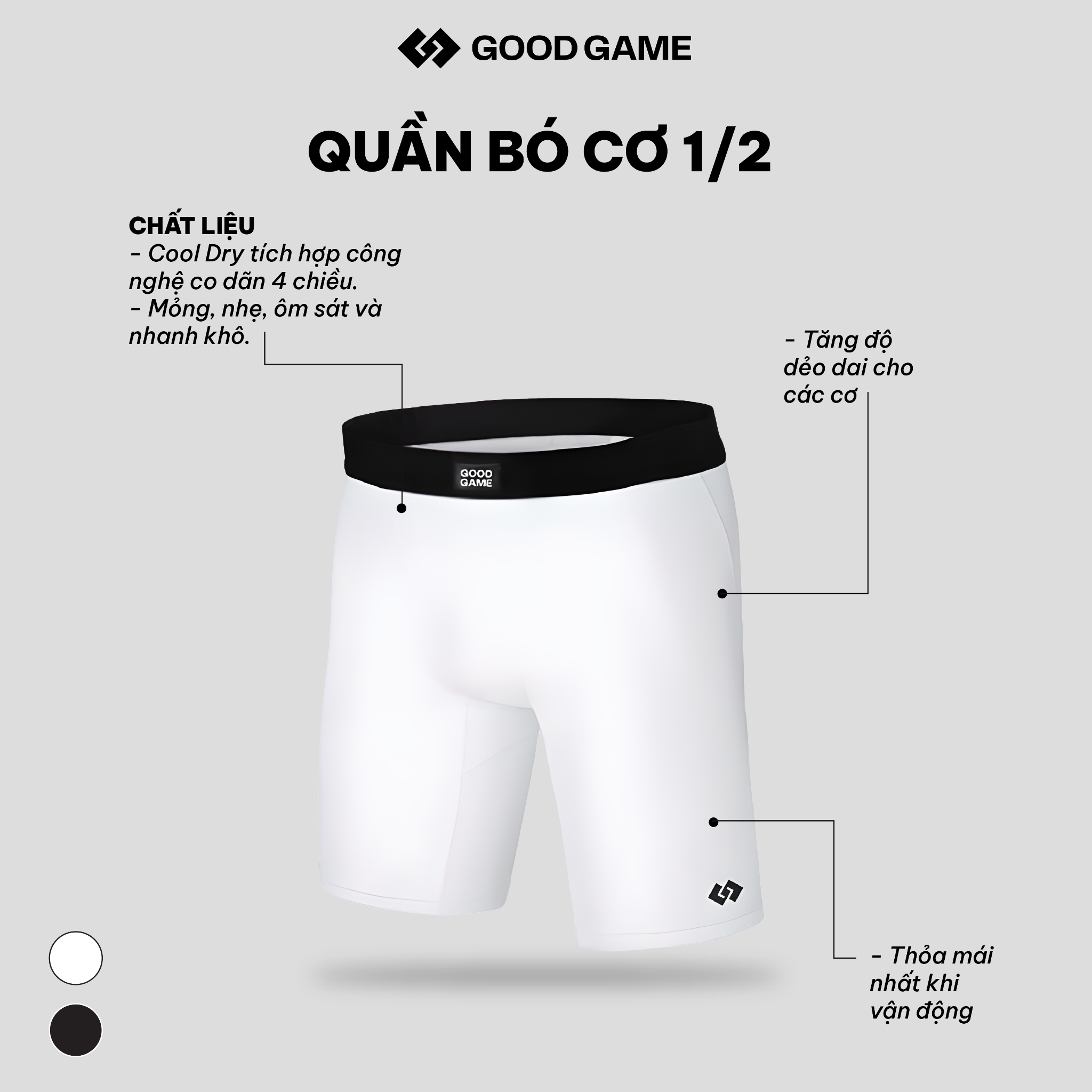  [DEAL 149K] Quần Bó Cơ Đùi LEGGING SHORTS / COMBAT SHORTS  (TRẮNG) 