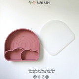  Đĩa ăn dặm Premium Silicon chia ngăn có đế hút chân không chống đổ Cloudy SAPO SAPi - Dark Pink (Hồng) 