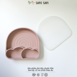 Đĩa ăn dặm Premium Silicon chia ngăn có đế hút chân không chống đổ Cloudy SAPO SAPi - Rose Pink (Hồng nhạt) 
