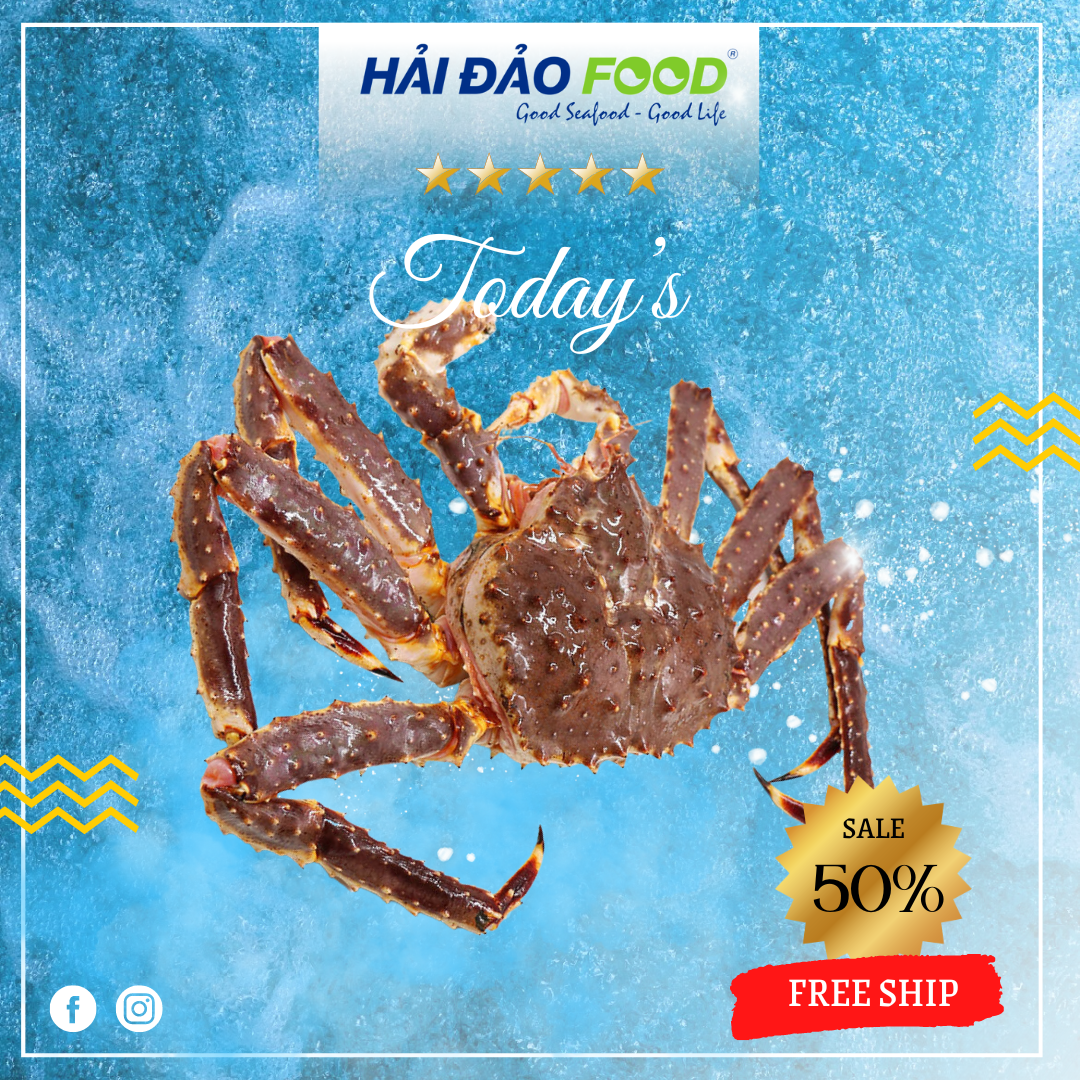 Cua Hoàng Đế King Crab Đỏ Bao Ăn Nhập Khẩu Tươi Sống HẢI ĐẢO FOOD Nhiều Size