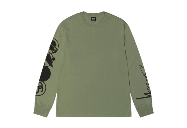  STUSSY STACKED PIGMENT DYED LS TEE ARTICHOKE 