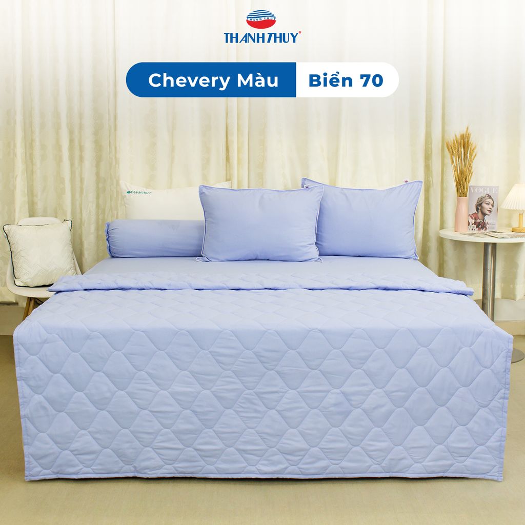 Bộ Ga Bọc Microfiber Chevery Màu Biển (70)