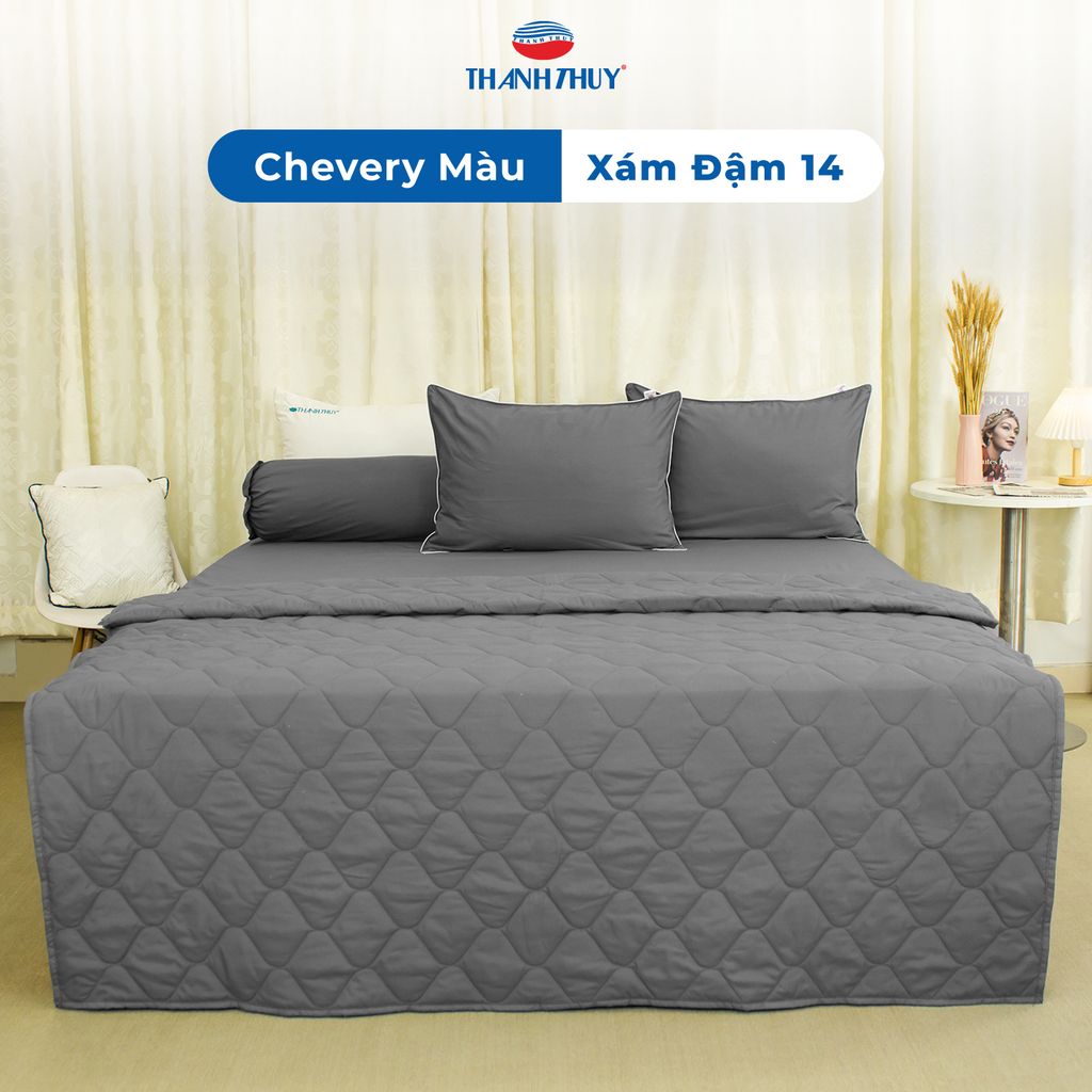 Bộ Ga Bọc Microfiber Chevery Màu Xám Đậm (14)
