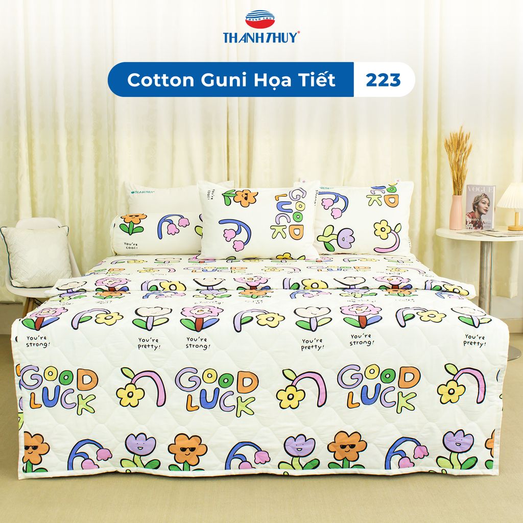 Bộ Ga Bọc Cotton Guni Họa Tiết 223