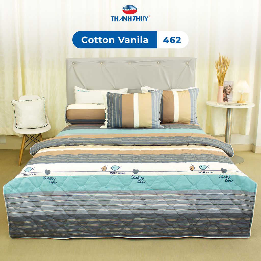 Bộ Ga Bọc Cotton Vanila (Vỏ Gối Không Lót Gòn) 462