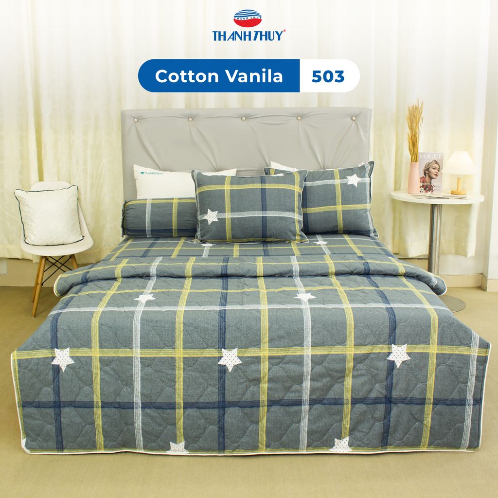 Bộ Ga Bọc Cotton Vanila (Vỏ Gối Không Lót Gòn) 503