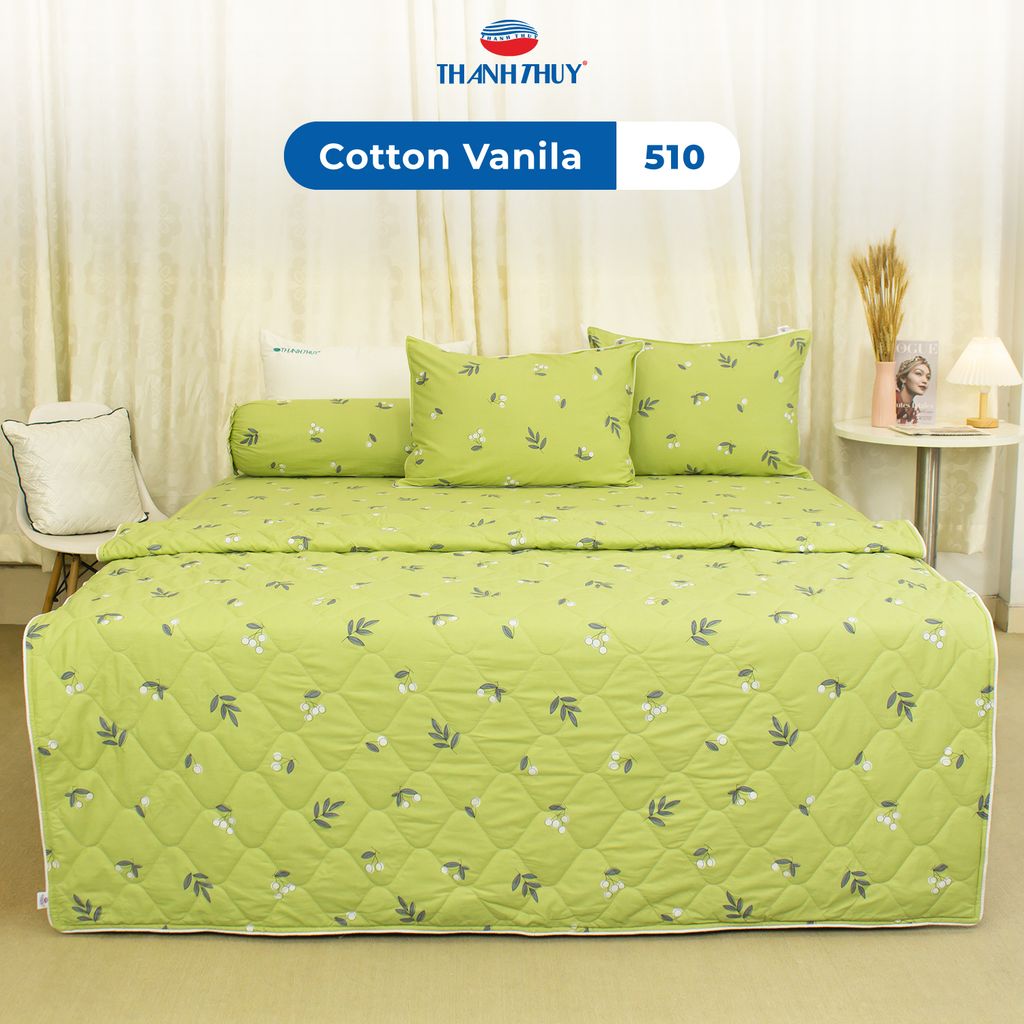 Bộ Ga Bọc Cotton Vanila (Vỏ Gối Không Lót Gòn) 510