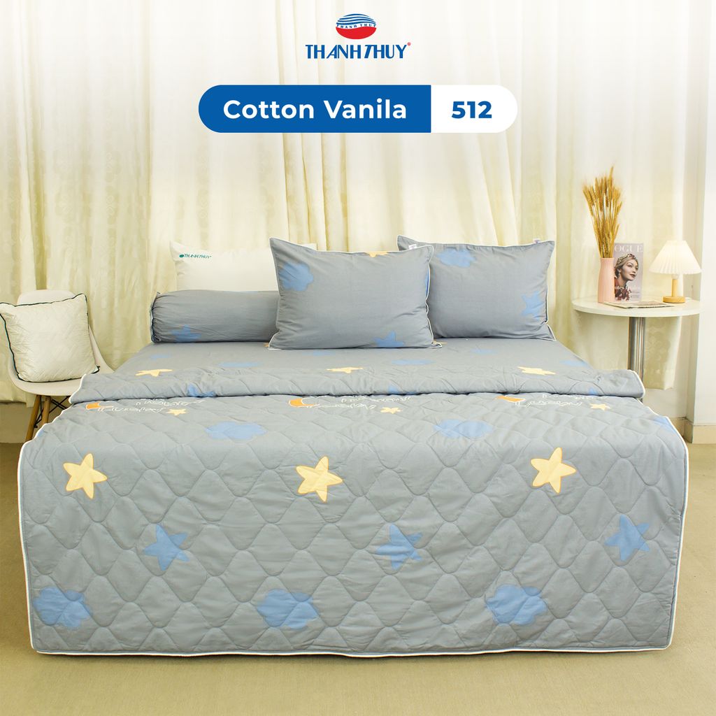 Bộ Ga Bọc Cotton Vanila (Vỏ Gối Không Lót Gòn) 512
