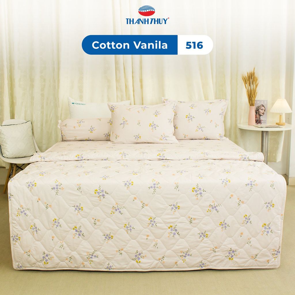Bộ Ga Bọc Cotton Vanila (Vỏ Gối Không Lót Gòn) 516