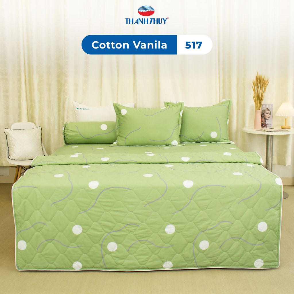 Bộ Ga Bọc Cotton Vanila (Vỏ Gối Không Lót Gòn) 517