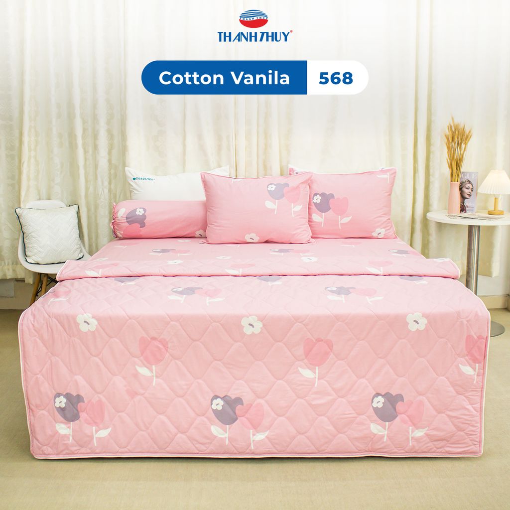 Bộ Ga Bọc Cotton Vanila (Vỏ Gối Không Lót Gòn) 568