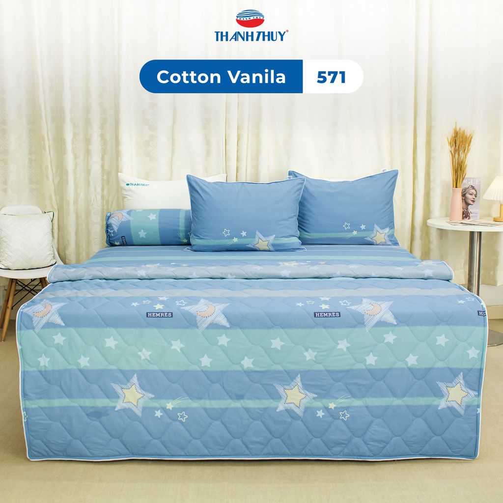 Bộ Ga Bọc Cotton Vanila (Vỏ Gối Không Lót Gòn) 571