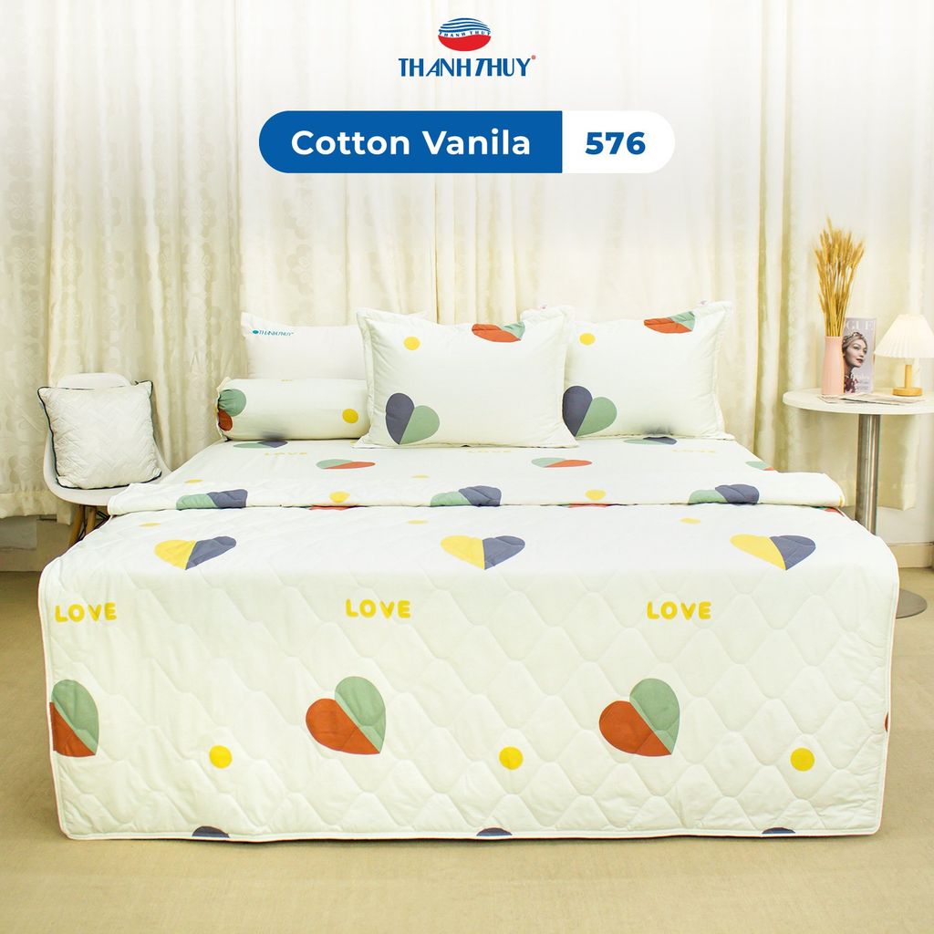 Bộ Ga Bọc Cotton Vanila (Vỏ Gối Không Lót Gòn) 576