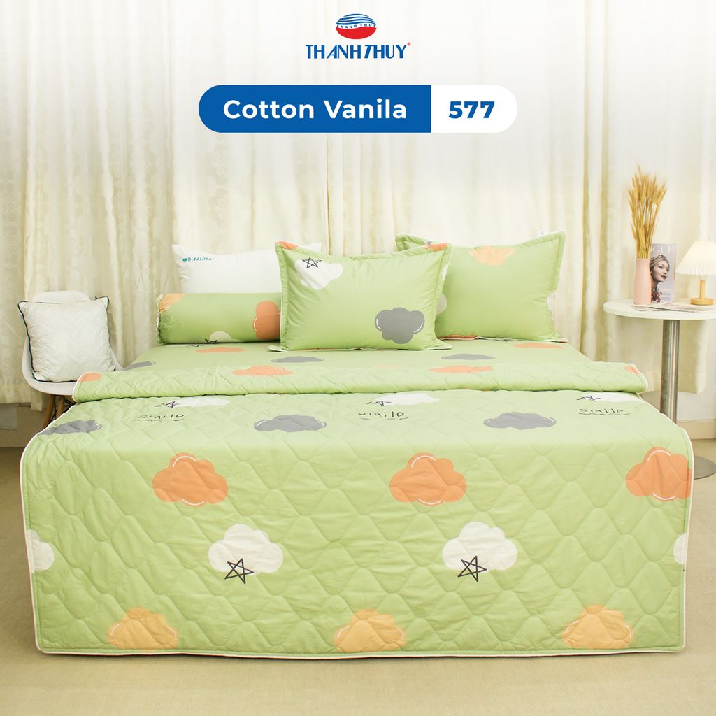Bộ Ga Bọc Cotton Vanila (Vỏ Gối Không Lót Gòn) 577