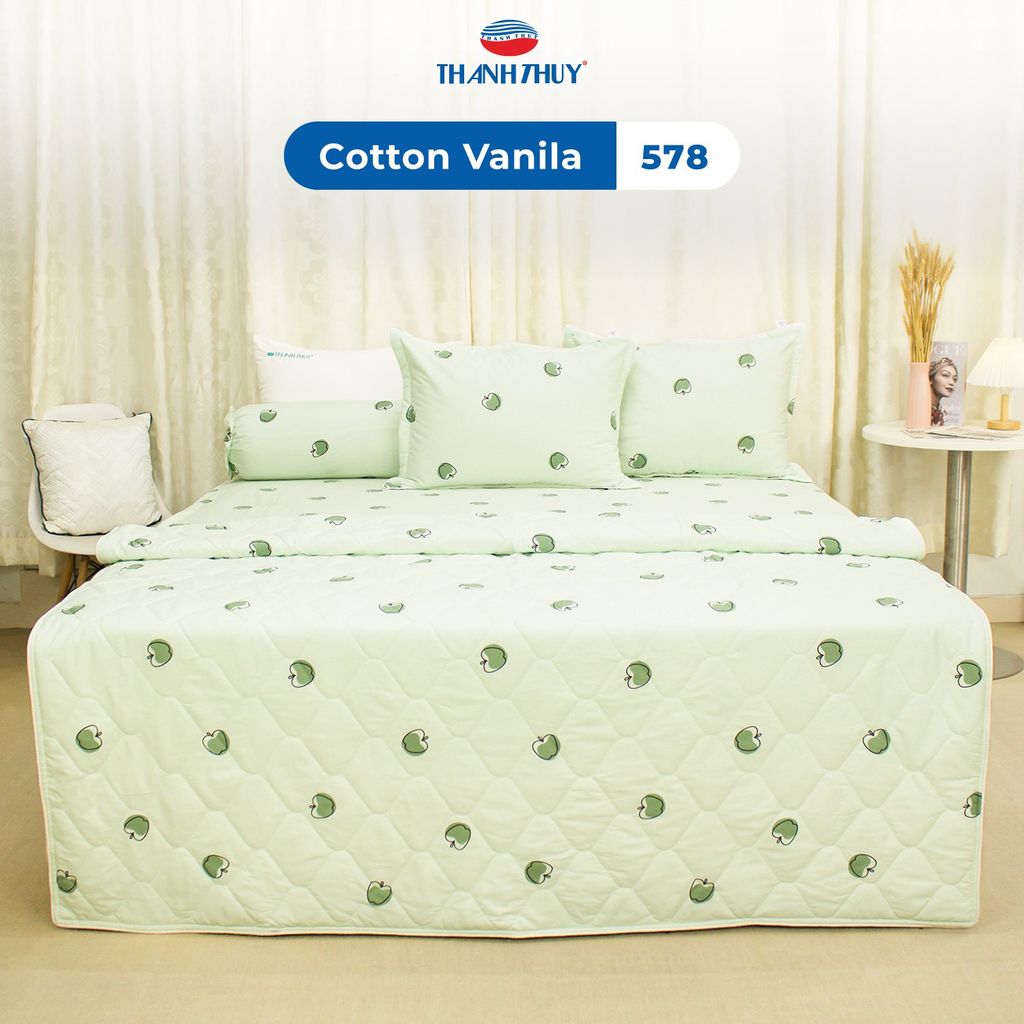 Bộ Ga Bọc Cotton Vanila (Vỏ Gối Không Lót Gòn) 578
