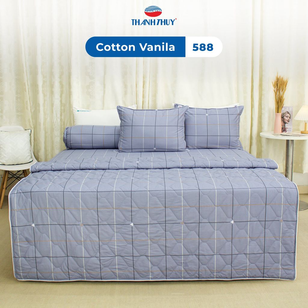 Bộ Ga Bọc Cotton Vanila (Vỏ Gối Không Lót Gòn) 588