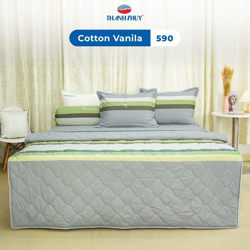 Bộ Ga Bọc Cotton Vanila (Vỏ Gối Không Lót Gòn) 590