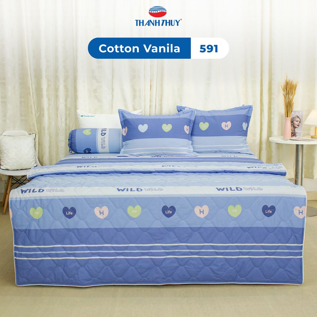Bộ Ga Bọc Cotton Vanila (Vỏ Gối Không Lót Gòn) 591