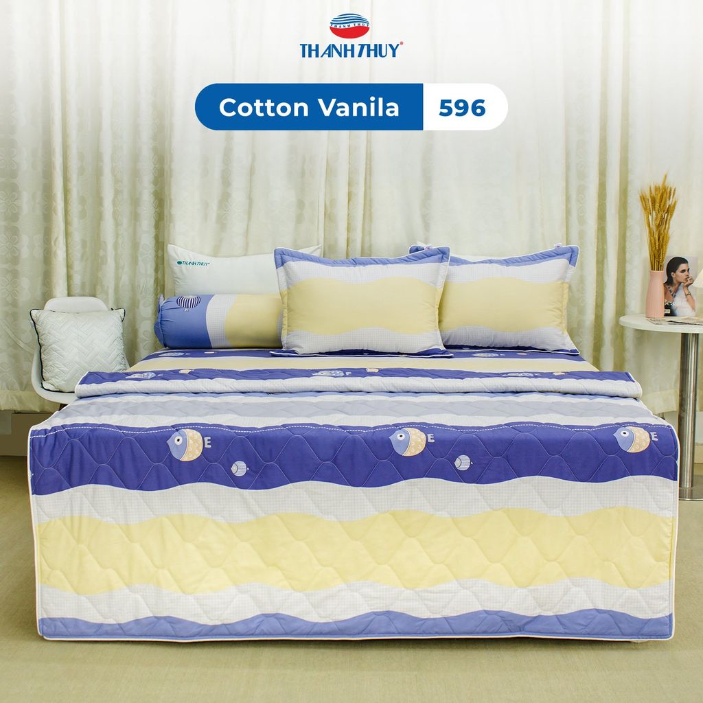 Bộ Ga Bọc Cotton Vanila (Vỏ Gối Không Lót Gòn) 596