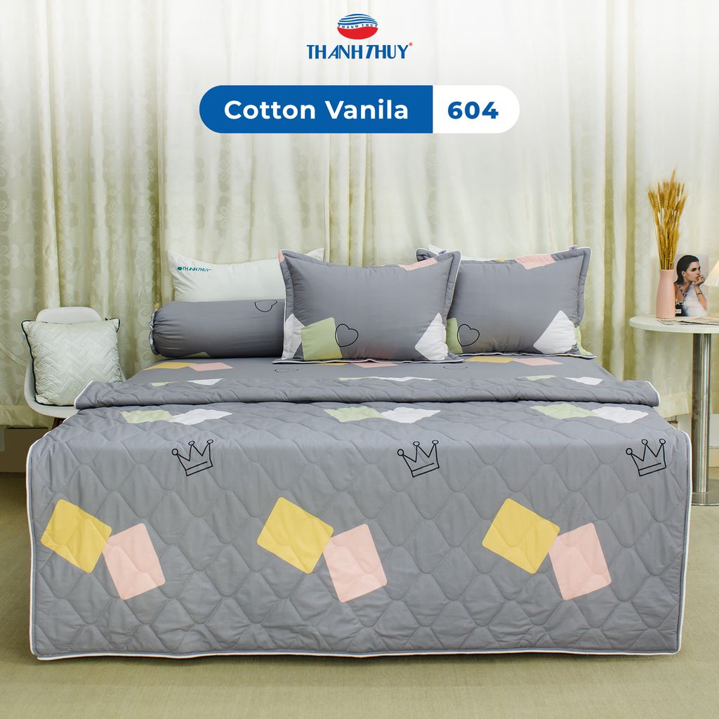 Bộ Ga Bọc Cotton Vanila (Vỏ Gối Không Lót Gòn) 604