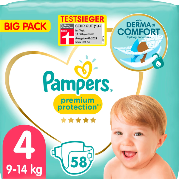  Bỉm Pampers Premium Protection Größe 4 Maxi, 9-14 kg 58 miếng 