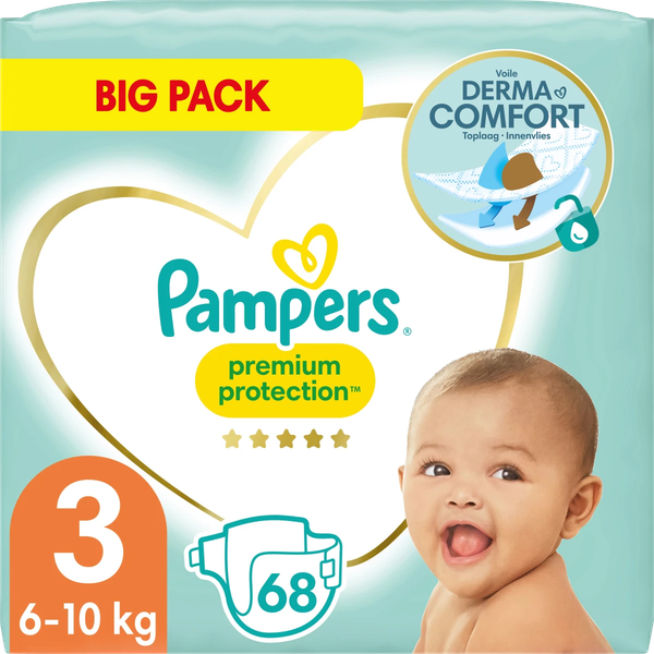  Bỉm Pampers Premium Protection Größe 3 Midi, 6-10 kg, Big Pack,68 miếng 