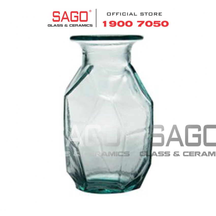 VSM V5904 - Bình Hoa Thủy Tinh Tái Chế Vidrios San Miguel JFLORERO ORIGAMI Cao 16cm | Nhập Khẩu Tây Ban Nha
