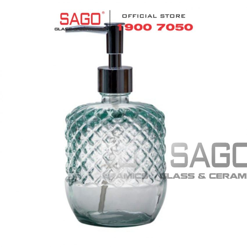 VSM V5925 - Bình Thủy Tinh Tái Chế Đựng Xà Phòng Vidrios San Miguel DOSIFICADOR BAÑO DIAMANTE 550ml | Nhập Khẩu Tây Ban Nha
