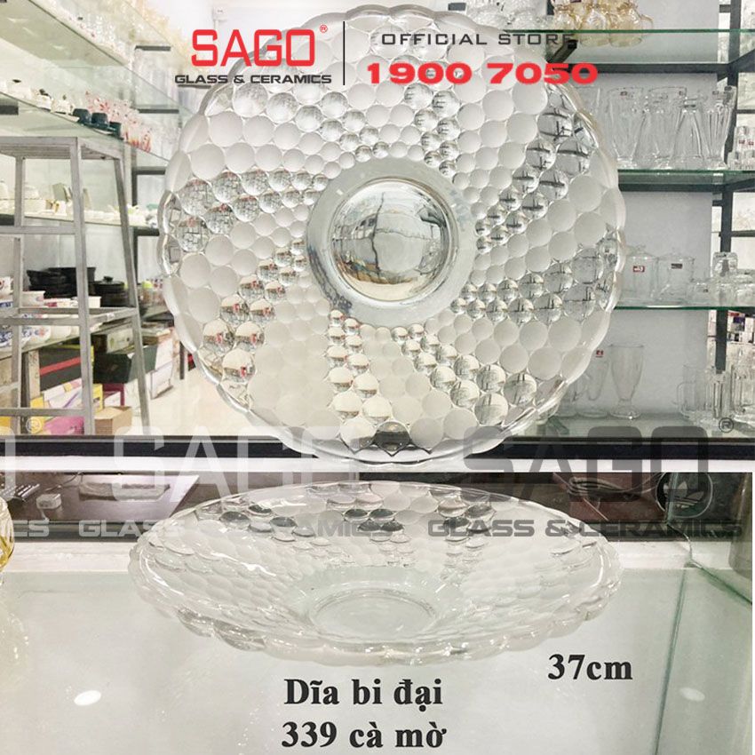 ELEGANT JZ-339 - Dĩa Thủy Tinh Bi Đại Cà mờ Elegant Đường Kính 37.0cm | Thủy Tinh Màu Cao Cấp