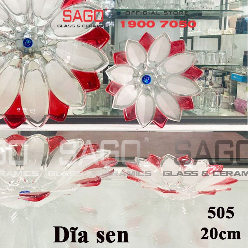 ELEGANT JZ-505M - Dĩa Thủy Tinh Cạn Tia Sen Màu Elegant Đường Kính 20.0cm | Thủy Tinh Màu Cao Cấp
