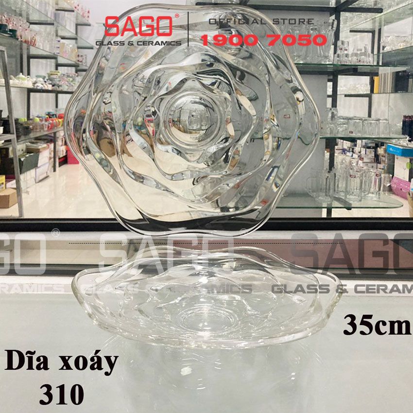 ELEGANT JZ-310 - Dĩa Thủy Tinh Cạn xoáy Trắng Elegant Đường Kính 35.0cm | Thủy Tinh Màu Cao Cấp