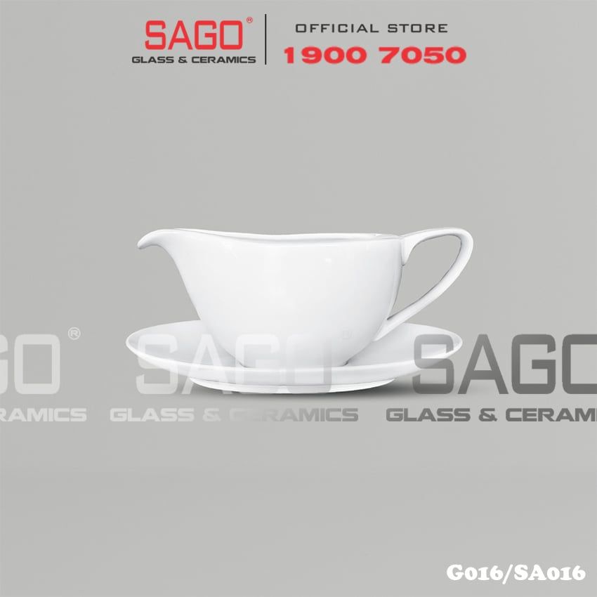 CK G016/SA016 - Bình Đựng Sốt Sứ Ck 550ml | Trắng Trơn