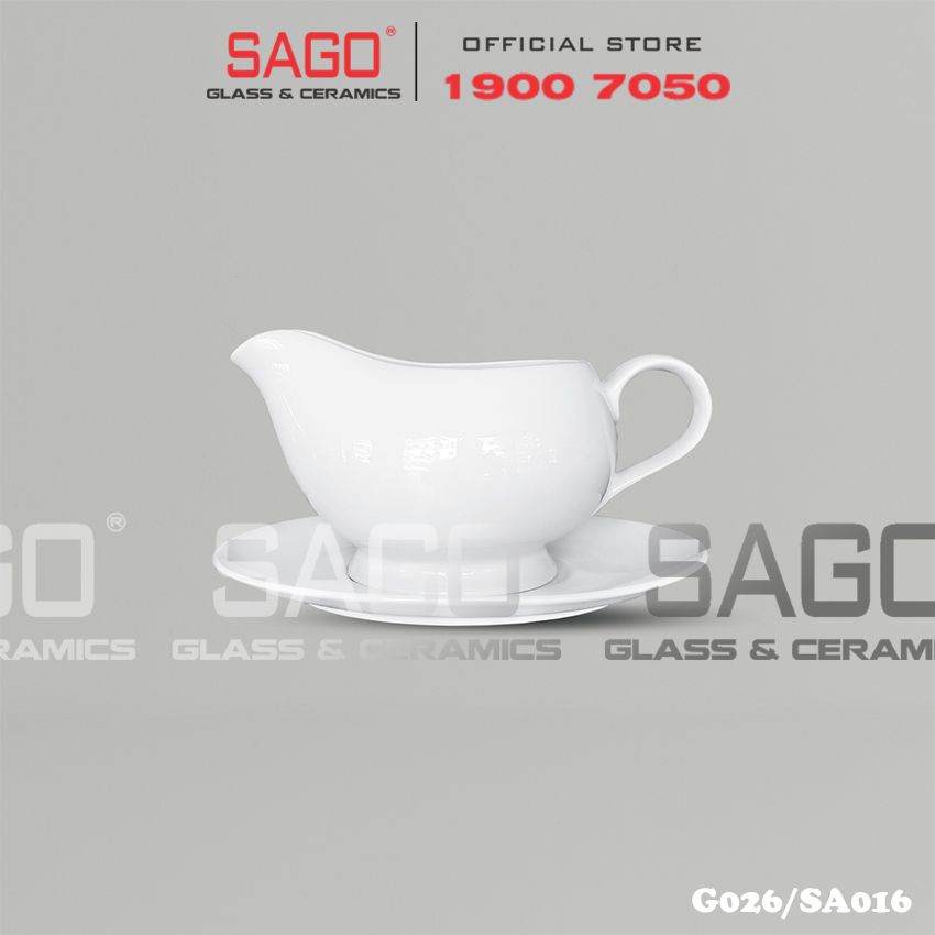 CK G026/SA016 - Bình Đựng Sốt Sứ Ck 615ml | Trắng Trơn
