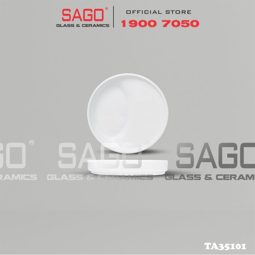 CK TA35101 - Dĩa Chấm Tròn Sứ CK 10.5cm | Trắng Trơn