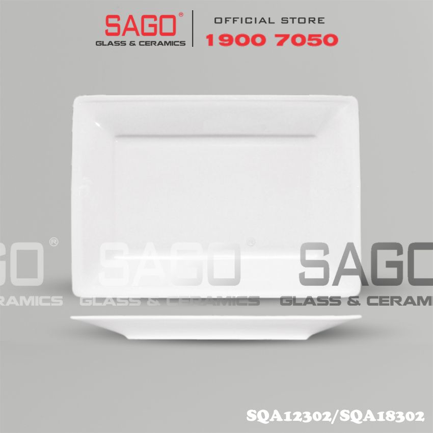 CK SQA*02 - Dĩa Sứ CK Hình Chữ Nhật (SQA*02) | Trắng Trơn , Tùy Chọn Kích Thước