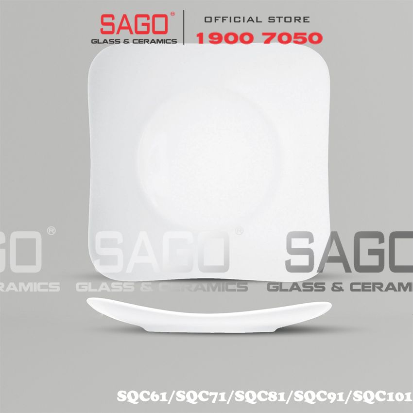 CK SQC - Dĩa Sứ CK Hình Vuông (SQC) | Trắng Trơn , Tùy Chọn Kích Thước