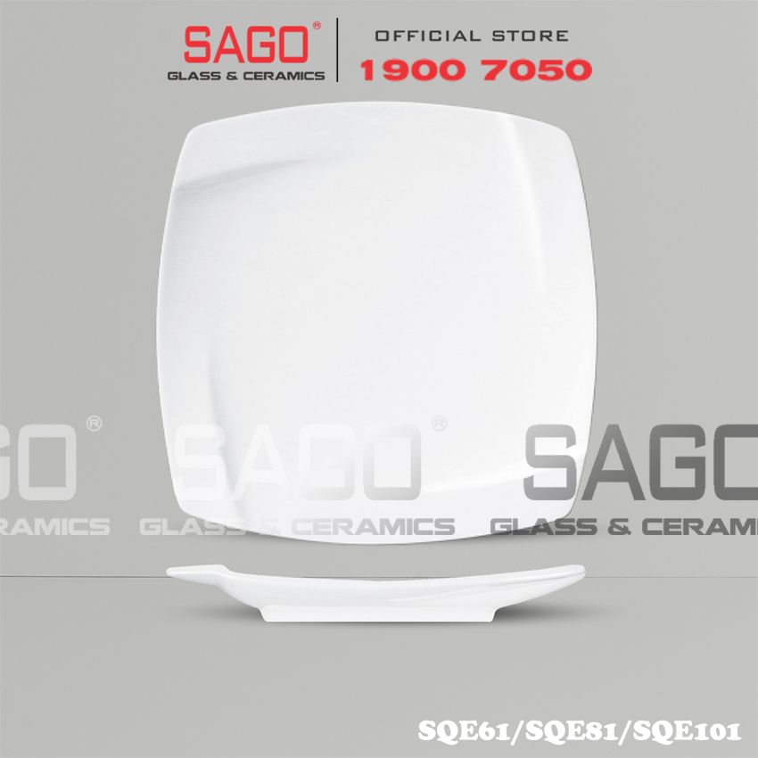 CK SQE - Dĩa Sứ CK Hình Vuông (SQE) | Trắng Trơn , Tùy Chọn Kích Thước