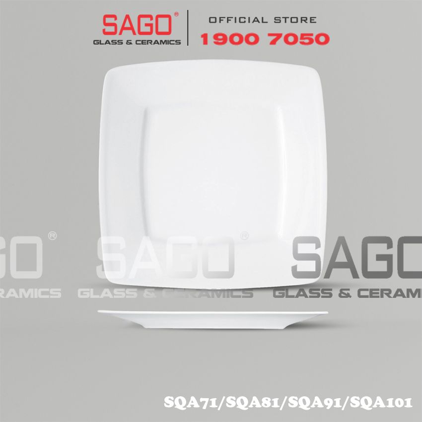 CK SQA - Dĩa Sứ CK Vuông (SQA) | Trắng Trơn , Tùy Chọn Kích Thước