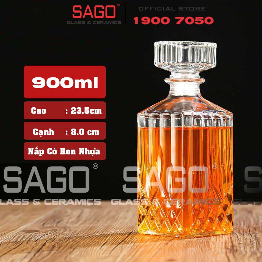 Bình Chiết Rượu , Bình Ngâm Rượu Vuông 900ml | Nắp Thủy Tinh Ron Nhựa