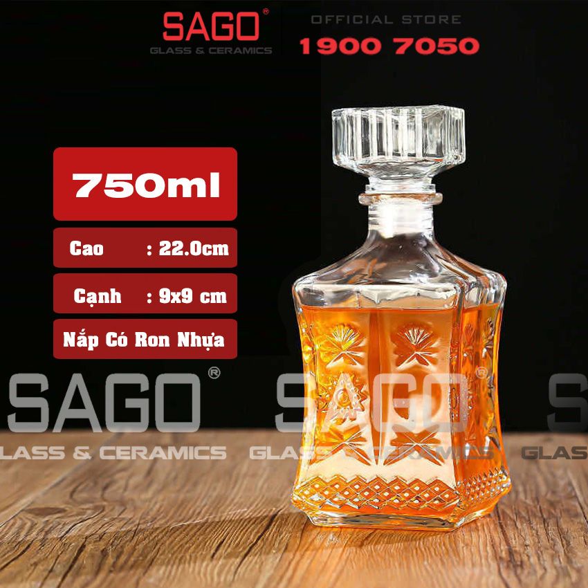 Bình Chiết Rượu , Bình Ngâm Rượu Thái Dương 750ml | Nắp Thủy Tinh Ron Nhựa