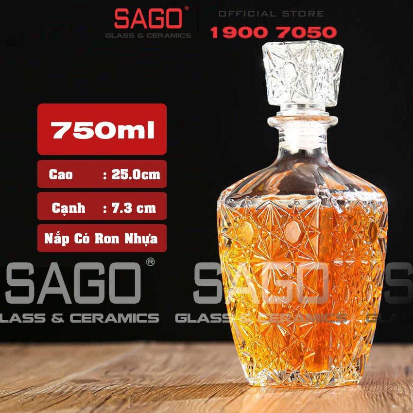 Bình Chiết Rượu , Bình Ngâm Rượu Đáy Nhỏ 750ml | Nắp Thủy Tinh Ron Nhựa
