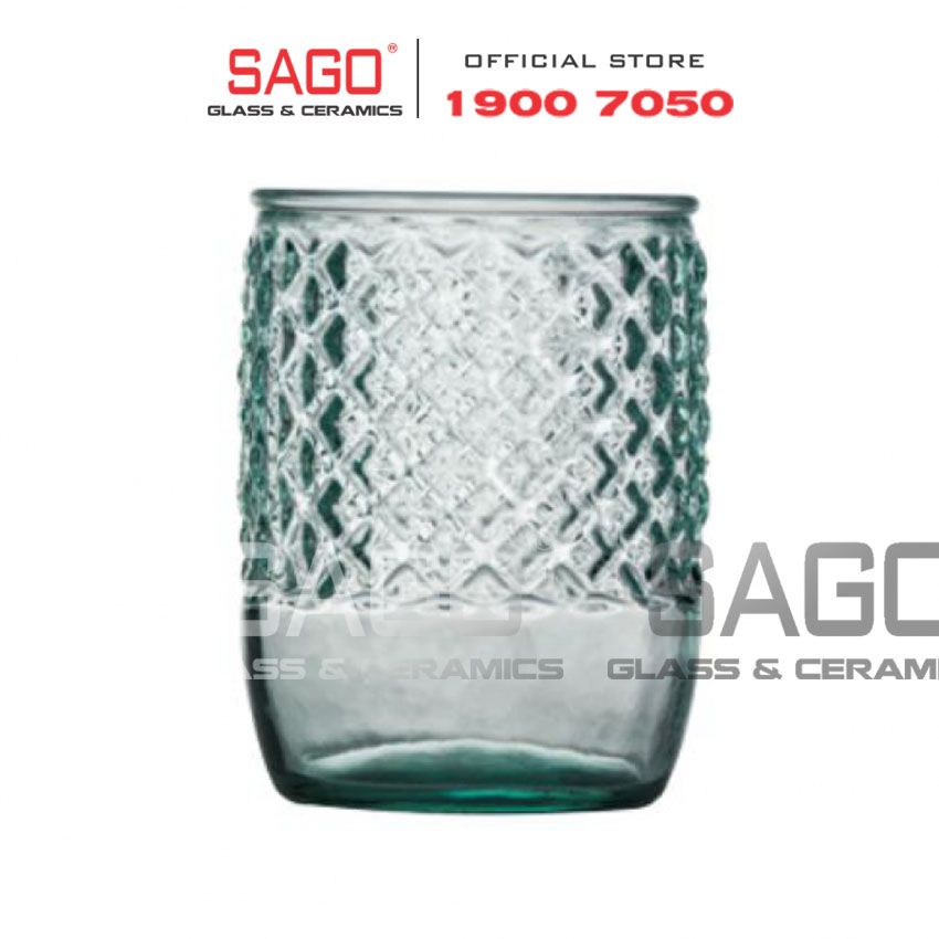 VSM 2395 - Lọ Thủy Tinh Tái Chế Đựng Bàn Chải Vidrios San Miguel VASO BAÑO Diamante 500ml | Nhập Khẩu Tây Ban Nha